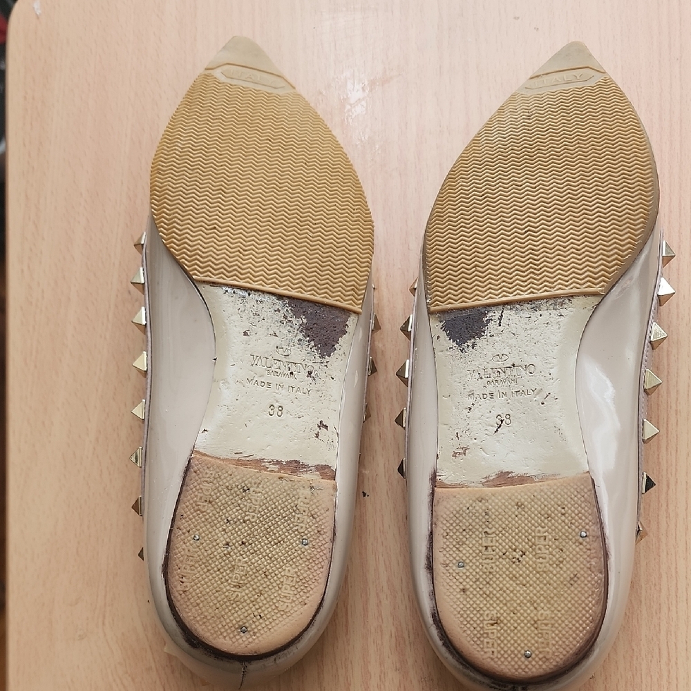 Valentino Women's Beige Studded Loafers - Picture 5 of 7